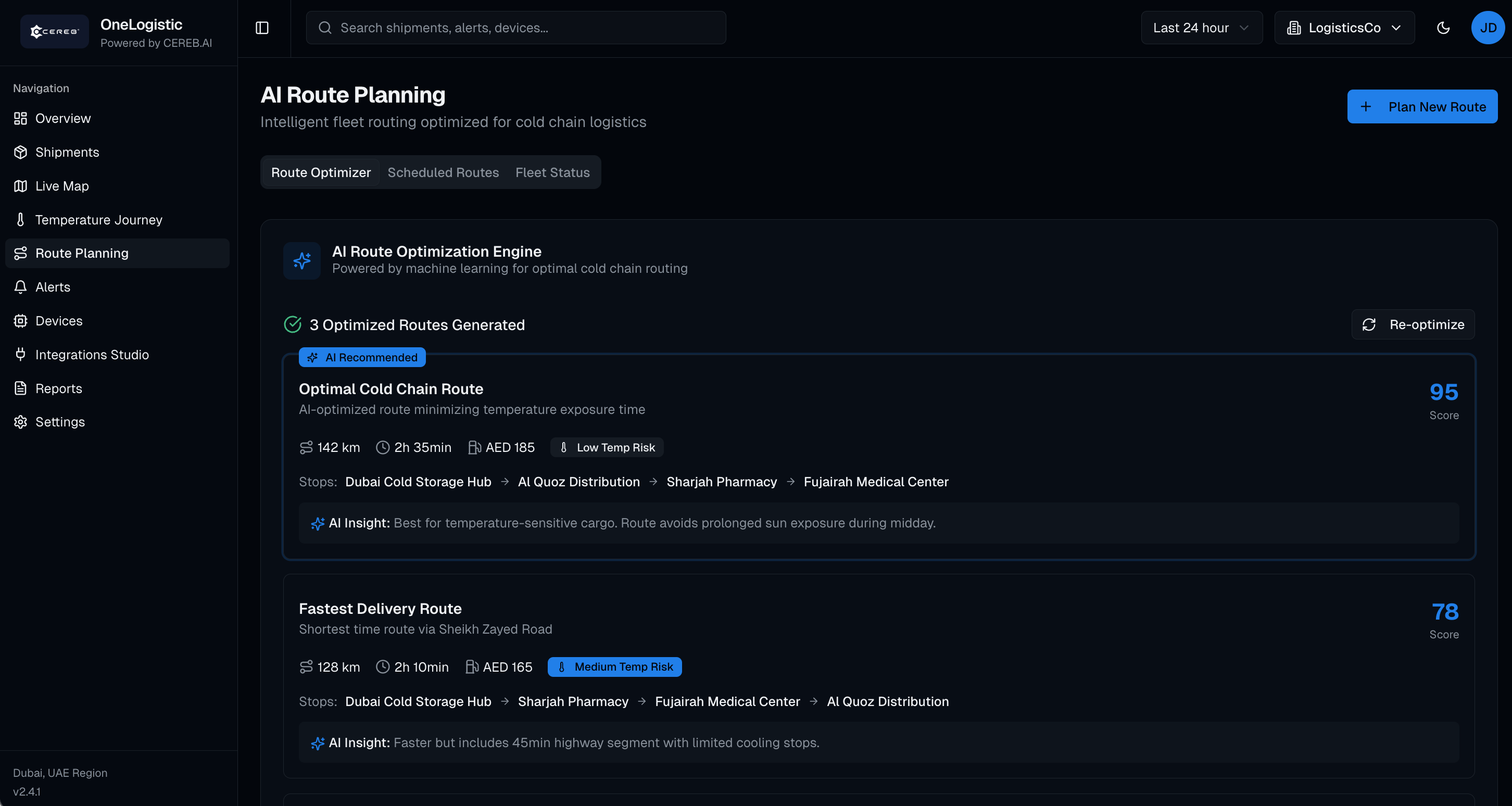 AI Route Optimization Engine